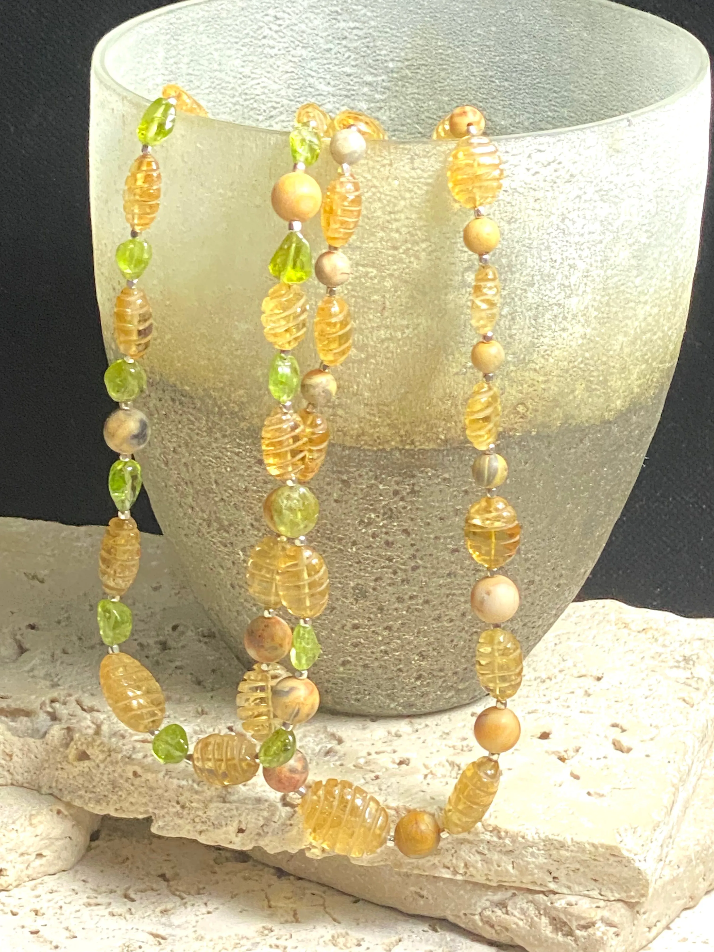 Citrine, Peridot And Jasper Necklaces