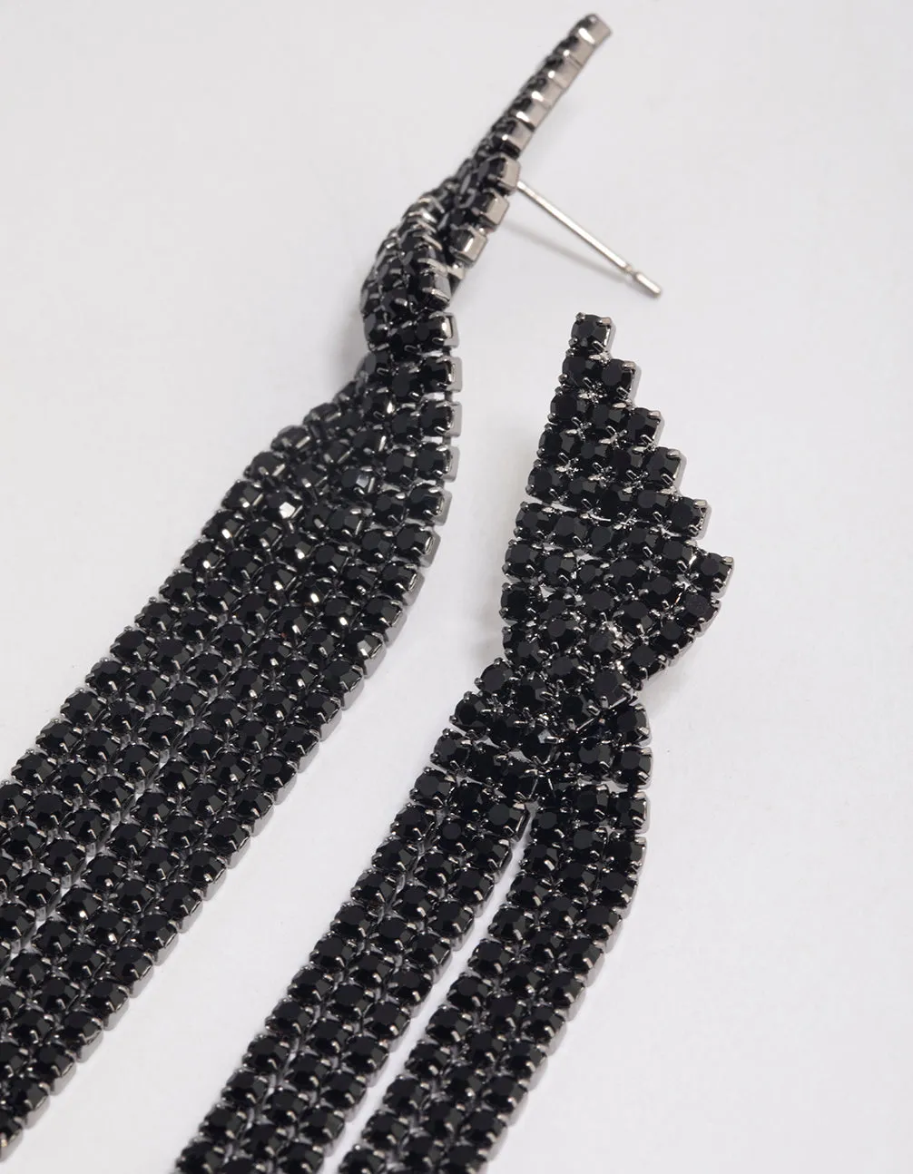 Coated Black Statement Strand Twist Drop Earrings