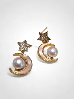 Crescent Moon Mother of Pearl Earrings