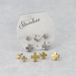 Cross Stud Earring Set