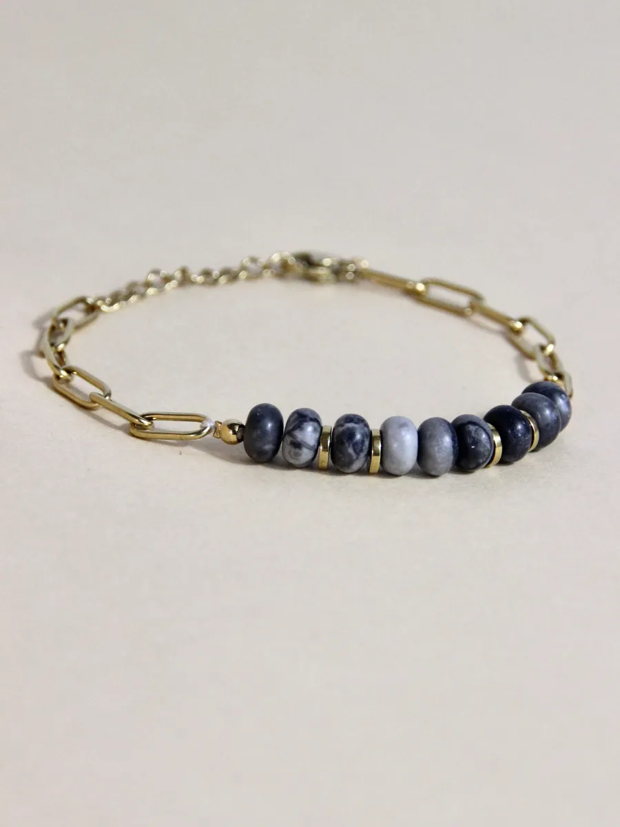 Dakota bracelet - Natural stone and paper clip chain