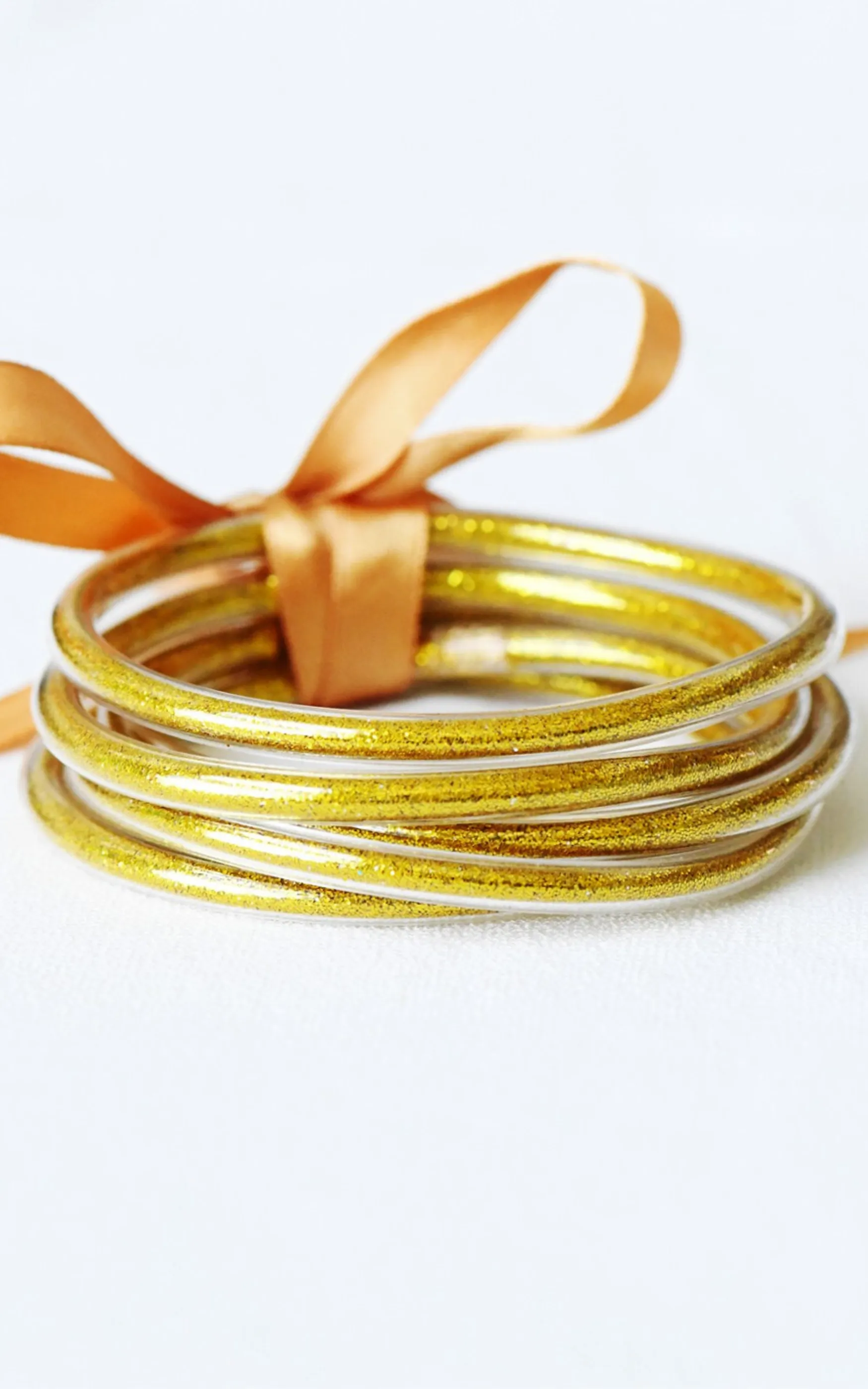 Dark Gold Glitter Jelly Tube Bangles