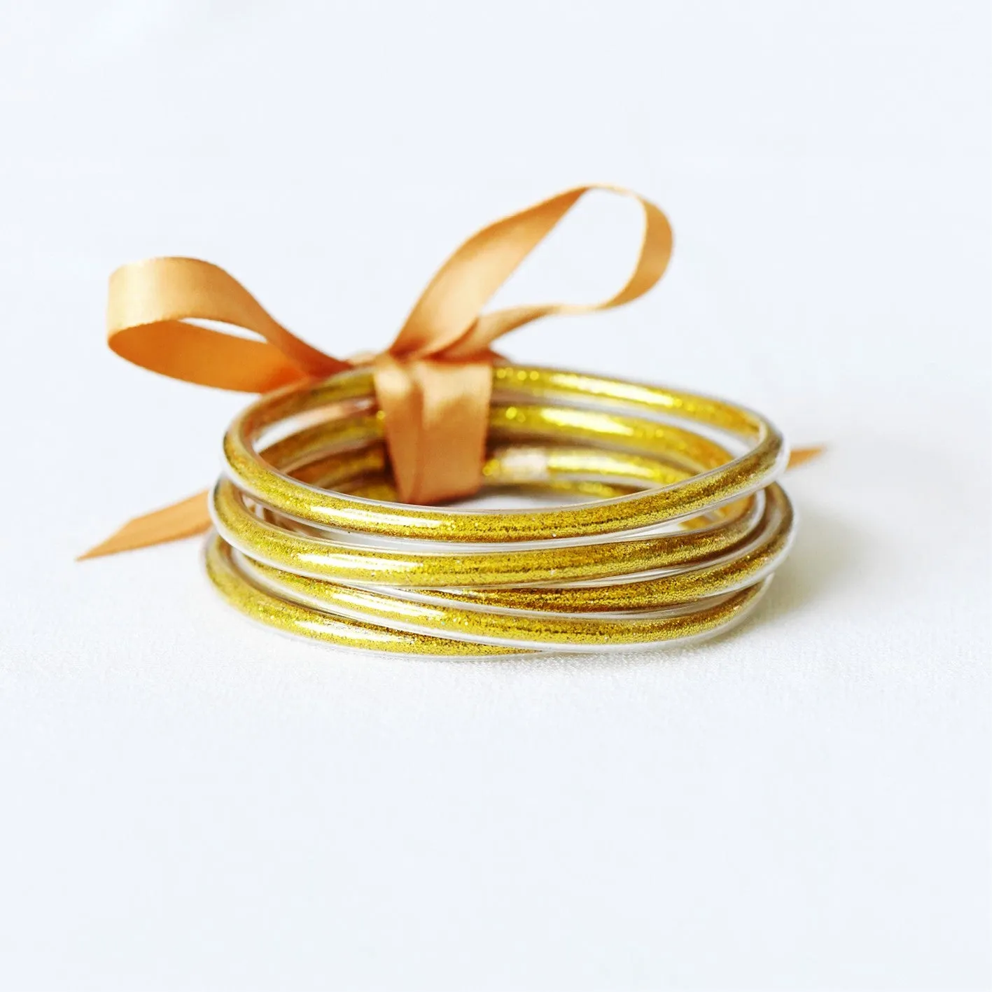 Dark Gold Glitter Jelly Tube Bangles