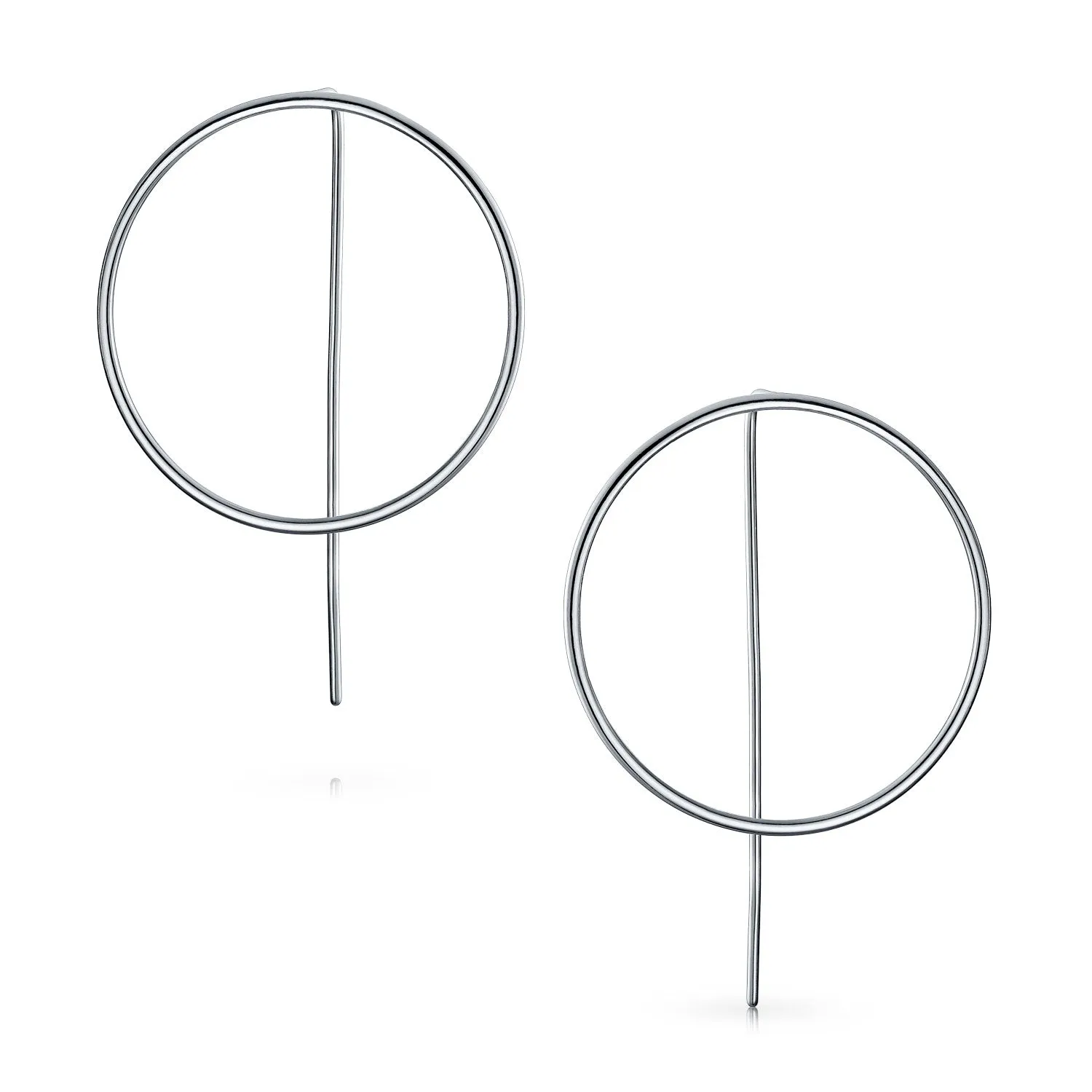 Delicate Minimalist Geometric Hoop Huggie Earrings in Sterling Silver