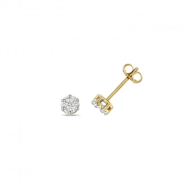 Diamond Jewellery 9ct Gold Diamond Illusion Set Stud Earrings ED111