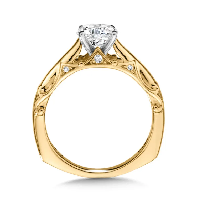 Diamond Solitaire Engagement Ring w/ Stylized Ungergallery