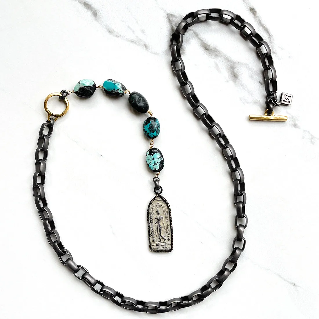 EAGLE Turquoise and Buddha Toggle Necklace