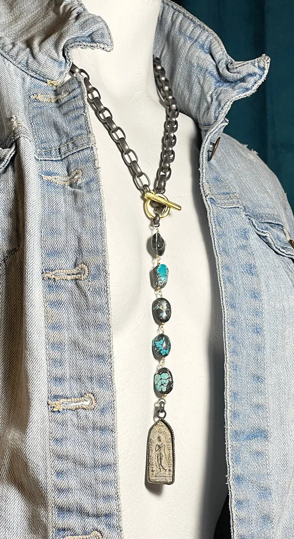 EAGLE Turquoise and Buddha Toggle Necklace