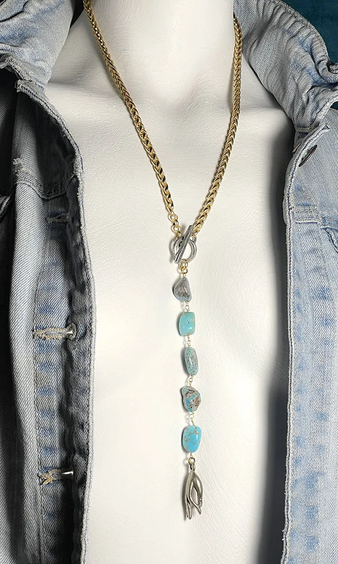 EAGLE Turquoise and Buddha Toggle Necklace