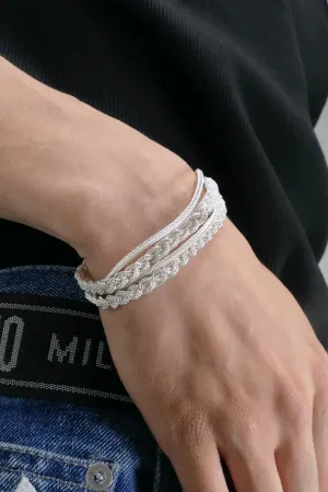 Emanuele Bicocchi Ice Double Braided Bracelet - White Silver