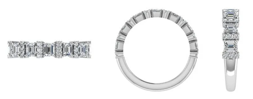 Emerald cut and Round Diamonds Eternity Band 1 carat