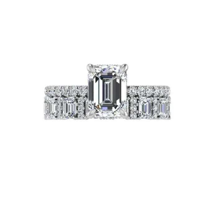 Emerald cut and Round Diamonds Eternity Band 1 carat