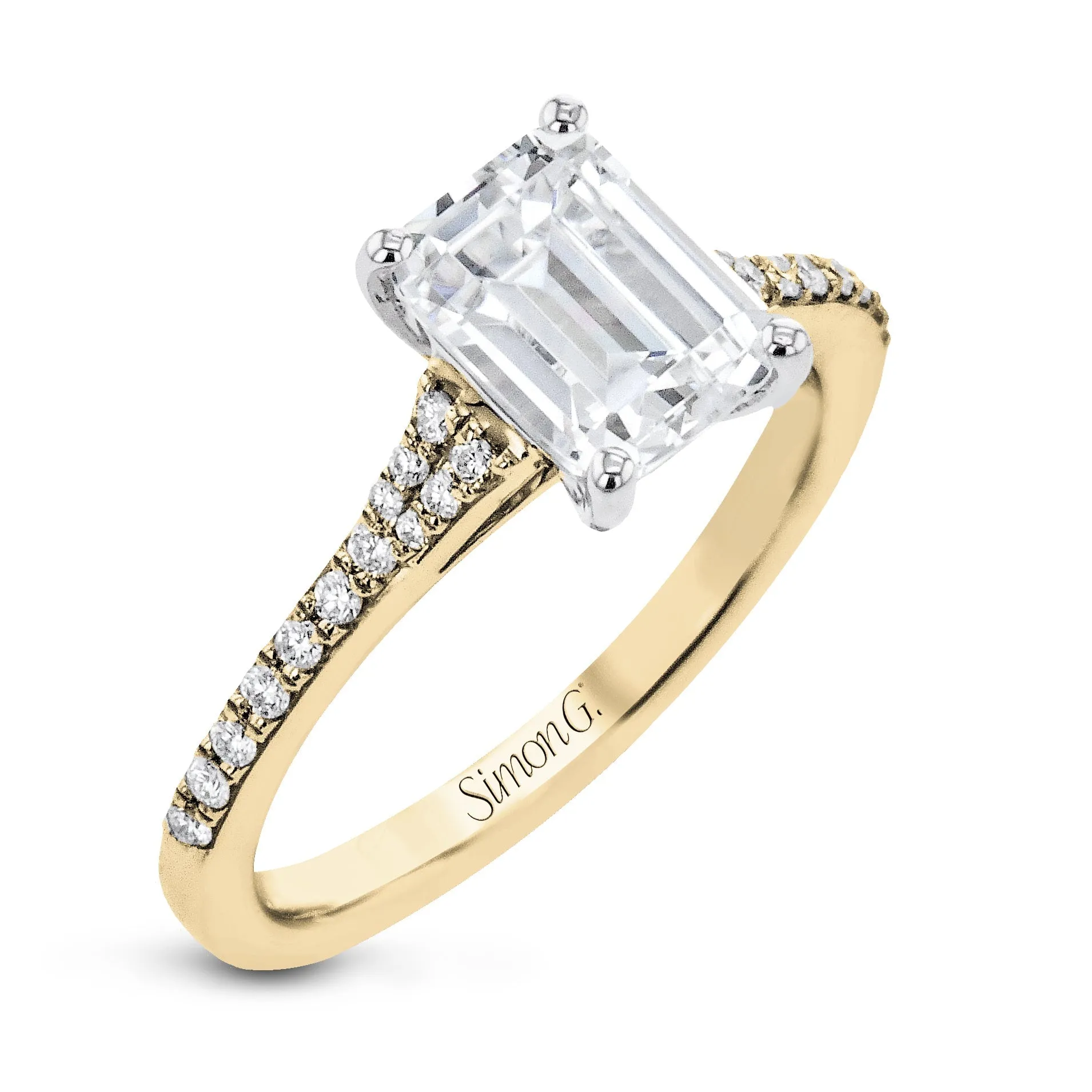 Emerald-Cut Engagement Ring In 18k Gold With Diamonds