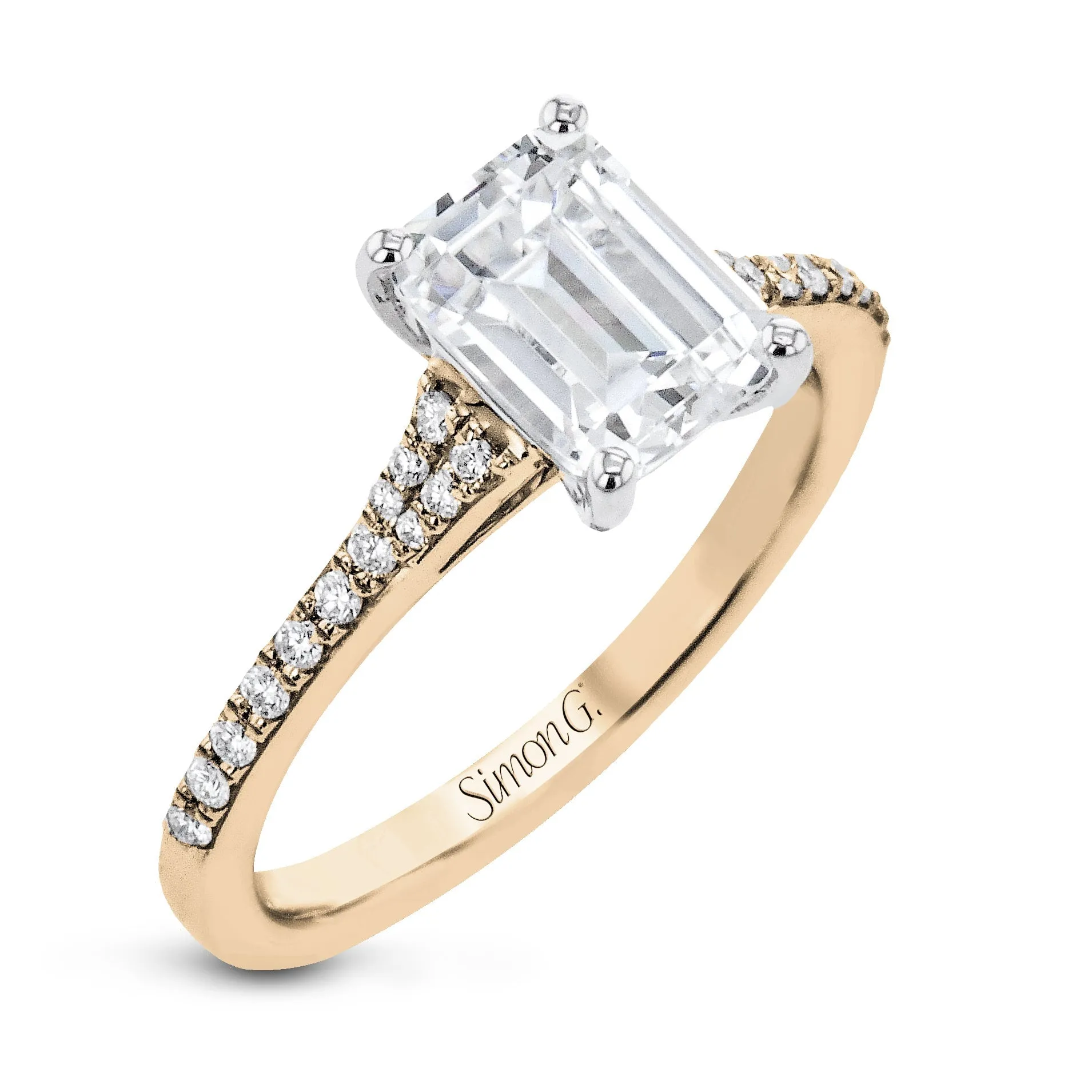 Emerald-Cut Engagement Ring In 18k Gold With Diamonds