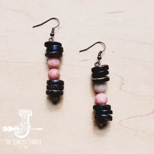 **Frosted Marble Jasper and Wood Earrings (220g)