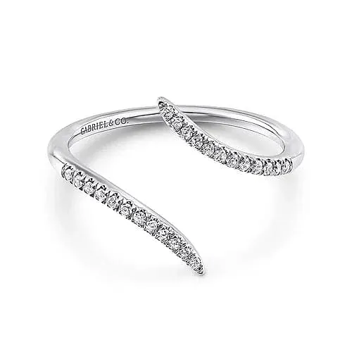 Gabriel & Co. White Gold Bypass Open Diamond Ring