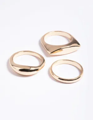 Gold Basic Signet Ring Pack