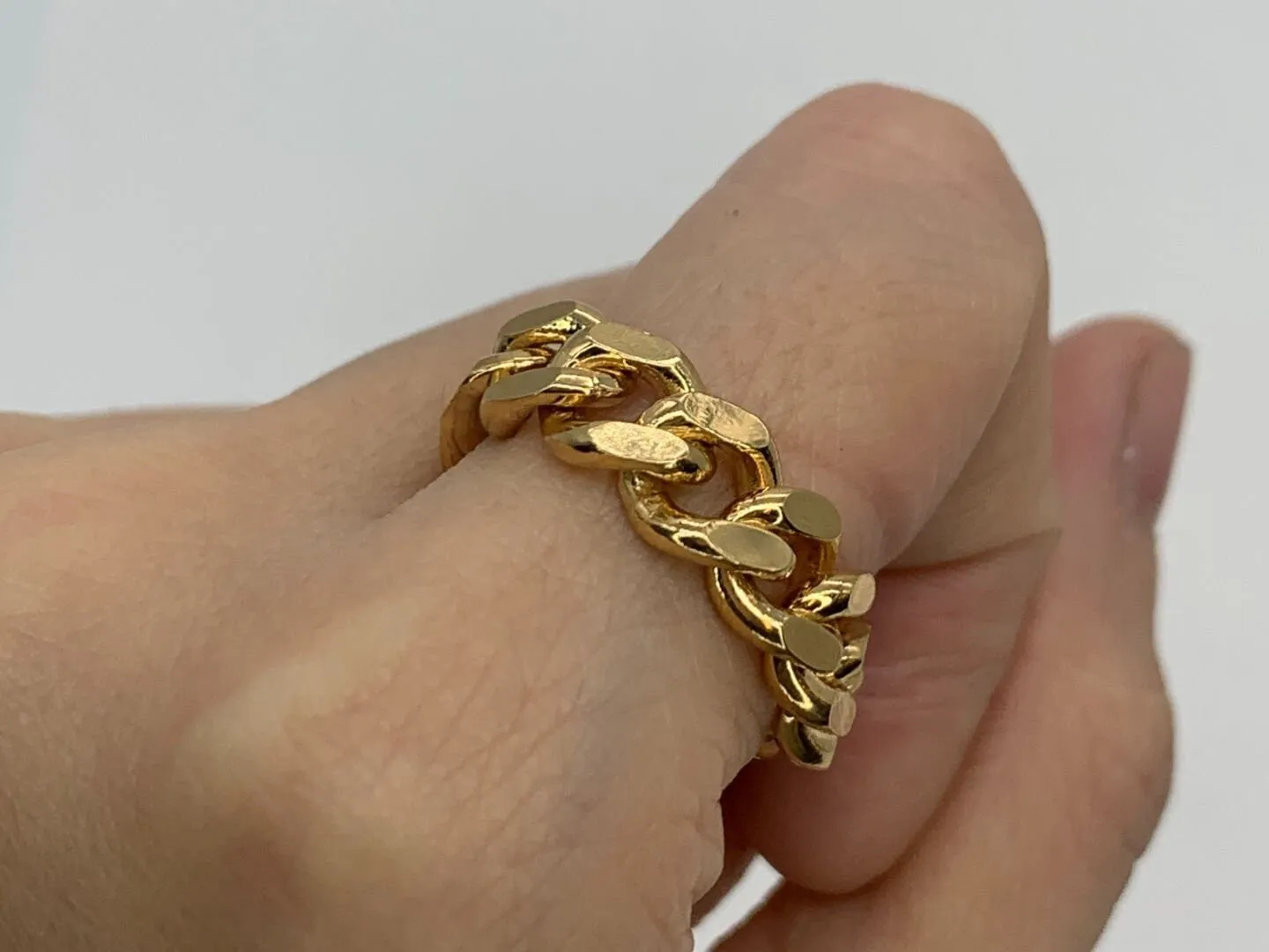 Gold Chain Ring - Chunky Gold Ring - Modern Chain Ring