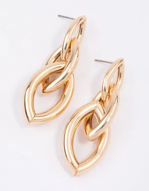 Gold Marquise Chain Link Drop Earrings