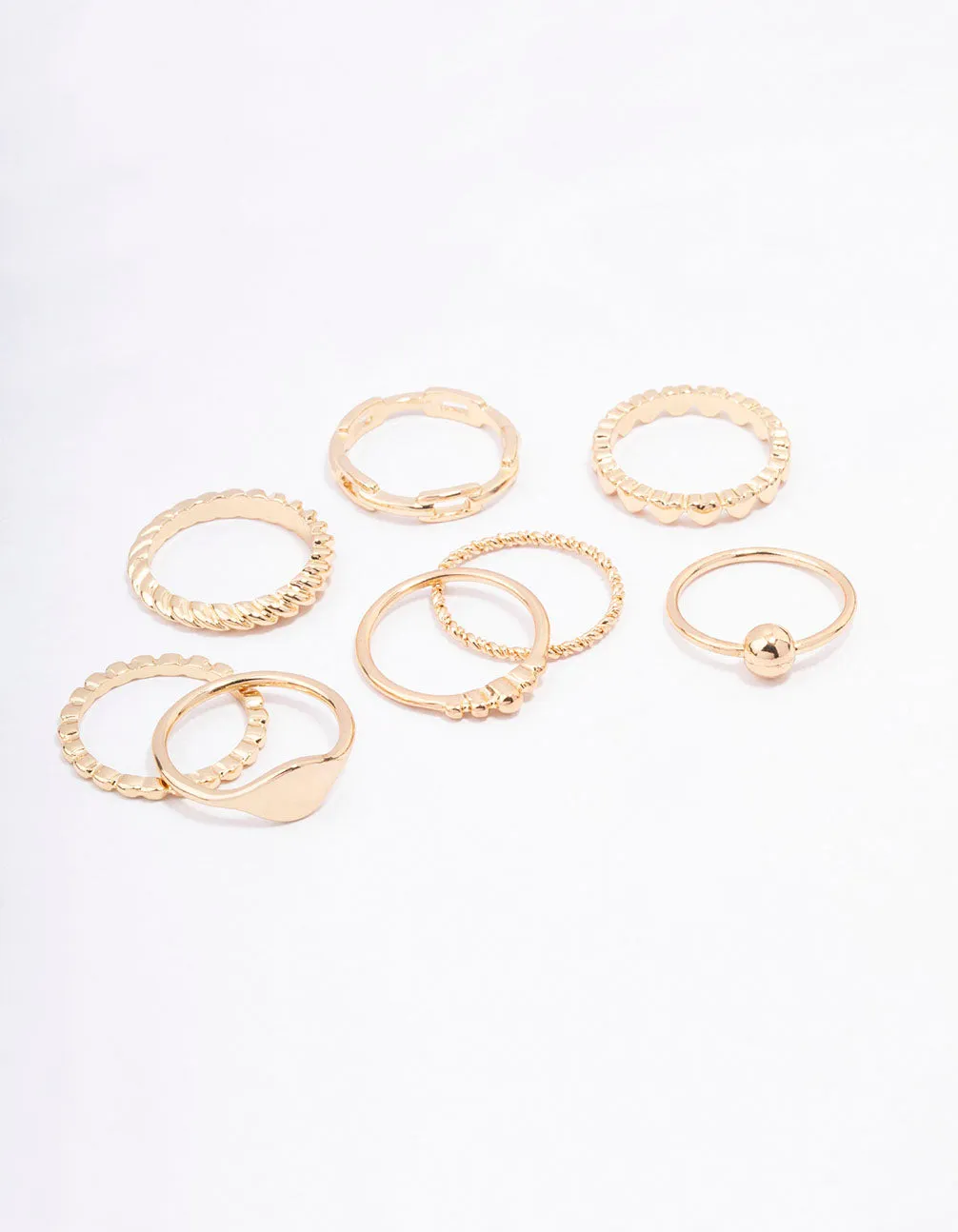 Gold Pattern Heart Ring Pack