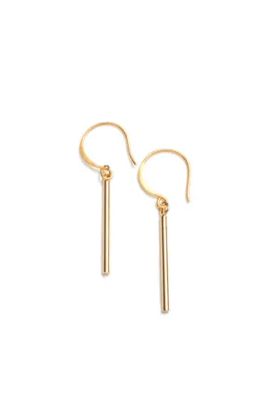 Gold Short Bar Earrings