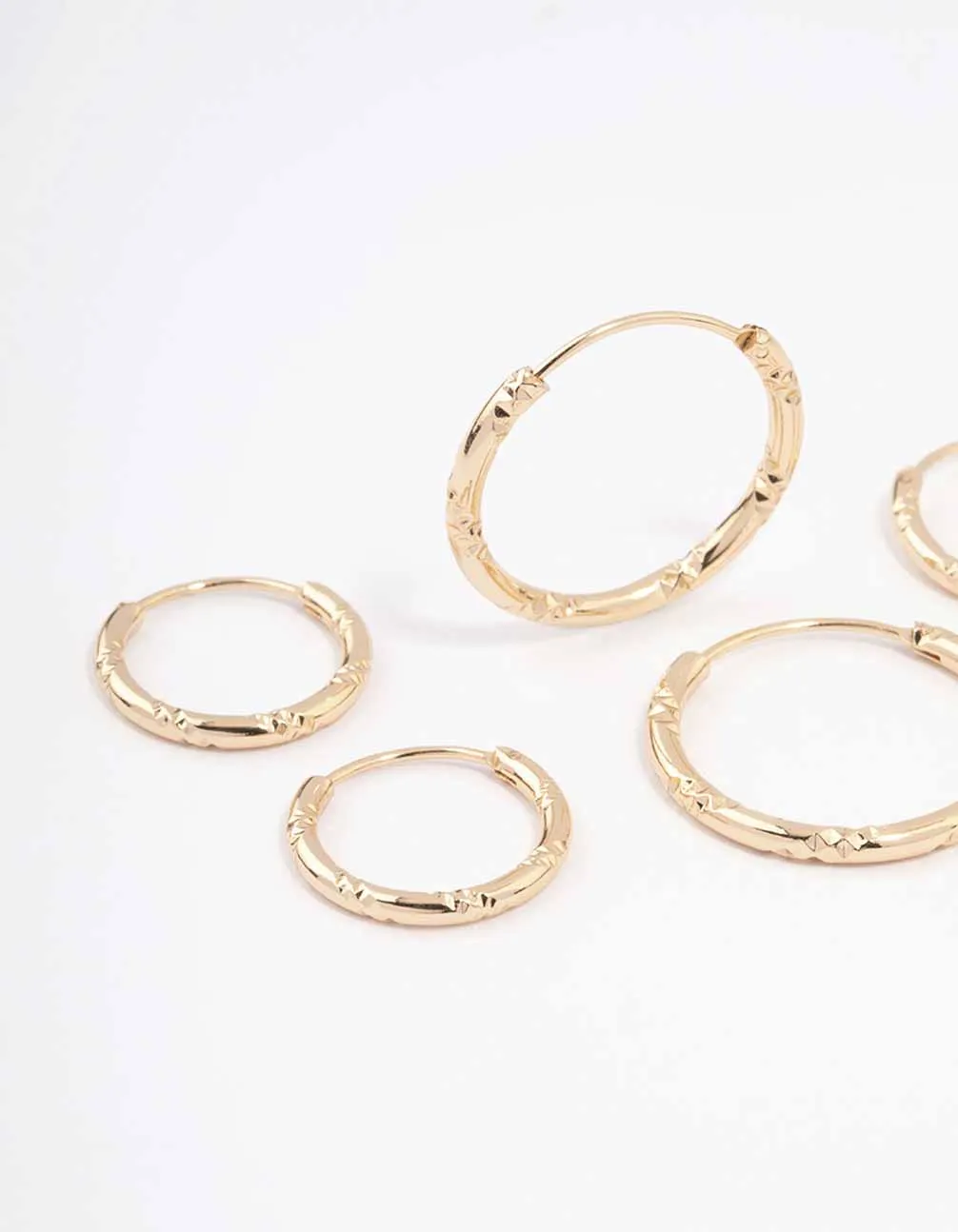 Gold Skinny Bamboo Hoop Earring 3-Pack