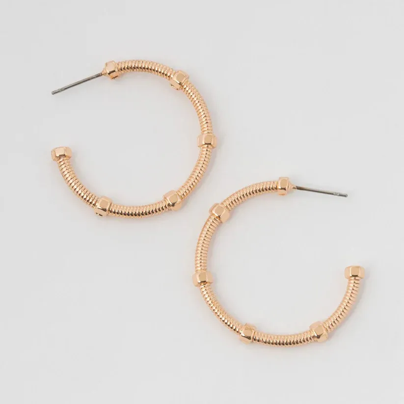 Gold Texture C Hoop Earrings