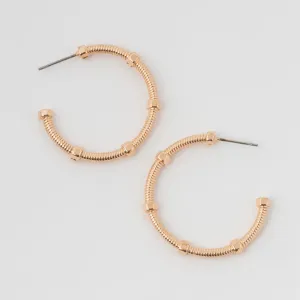 Gold Texture C Hoop Earrings