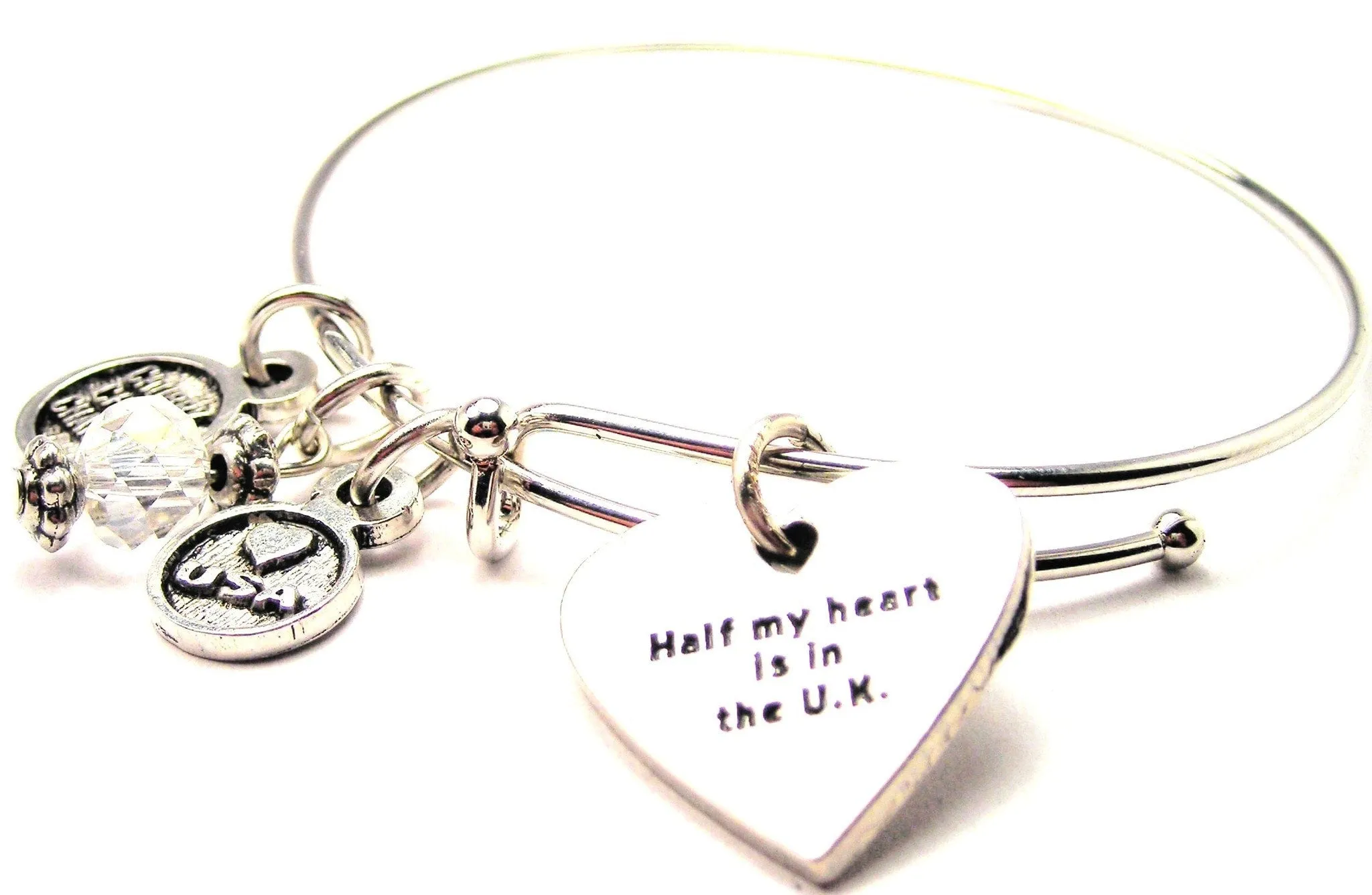 Half My Heart Is In The U.K. Bangle Bracelet