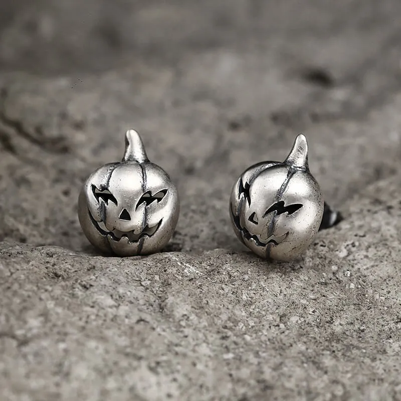 Halloween Pumpkin Gothic Style Studs For Women - 925 Solid Sterling Silver Studs