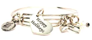 Happy Holidays Accent Heart Expandable Bangle Bracelet Set