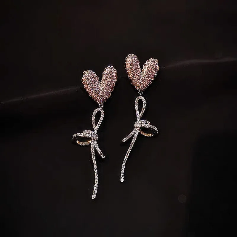 Heart Bow Tie Earrings