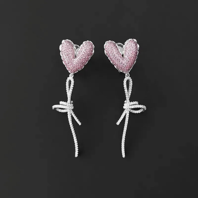 Heart Bow Tie Earrings