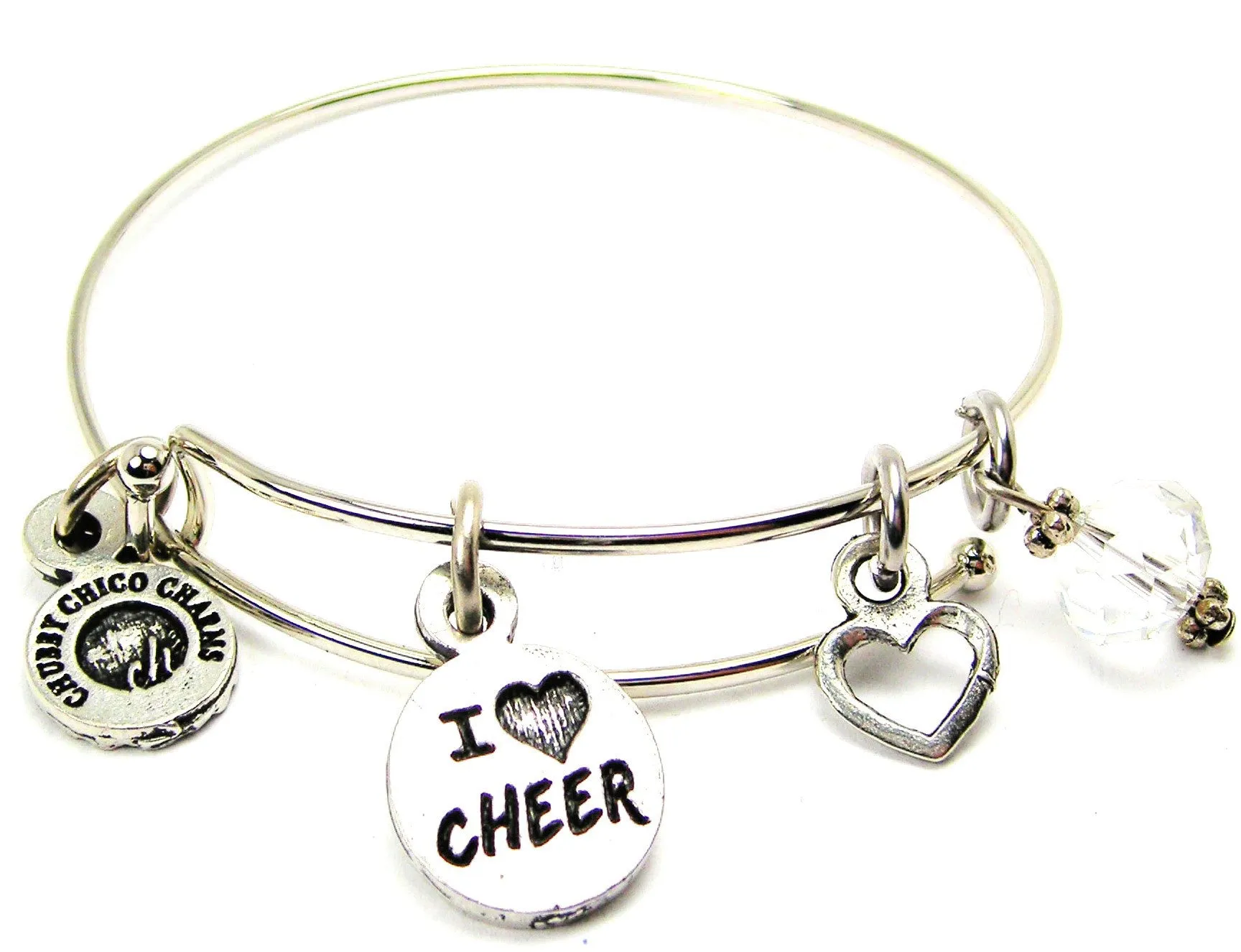 I Love Cheer Bangle Bracelet