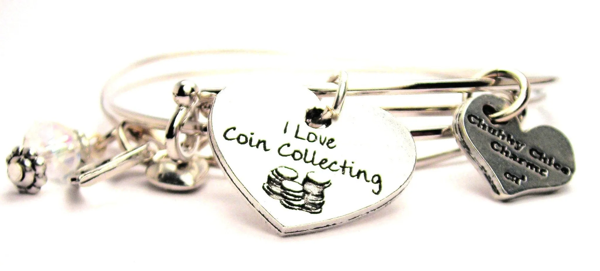 I Love Coin Collecting Expandable Bangle Bracelet Set