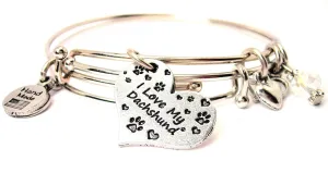 I Love My Dachshund Heart Expandable Bangle Bracelet Set