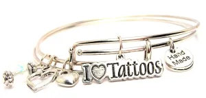 I Love Tattoos Expandable Bangle Bracelet Set