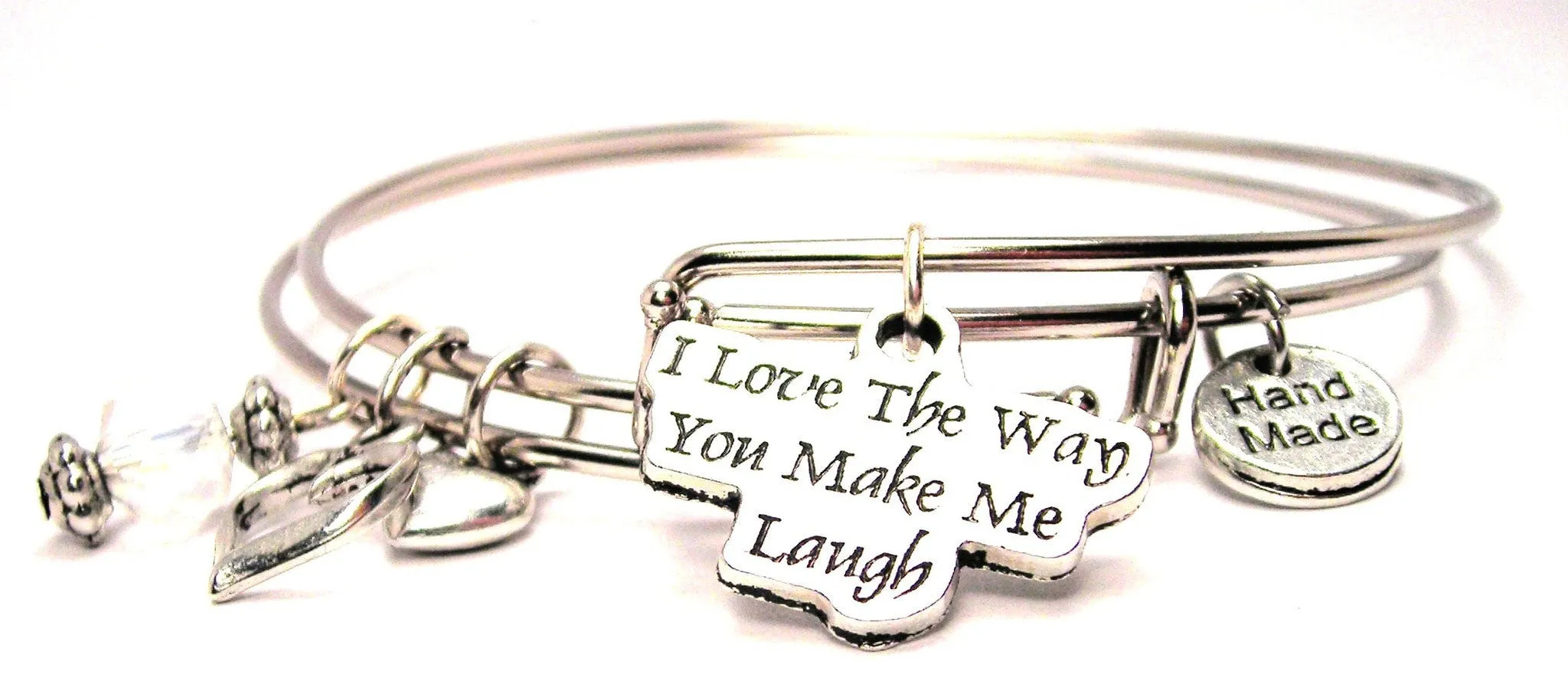 I Love The Way You Make Me Laugh Expandable Bangle Bracelet Set