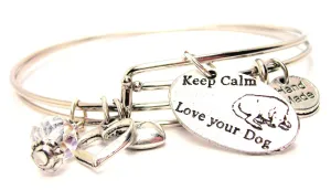 Keep Calm Love Your Dog Expandable Bangle Bracelet Set