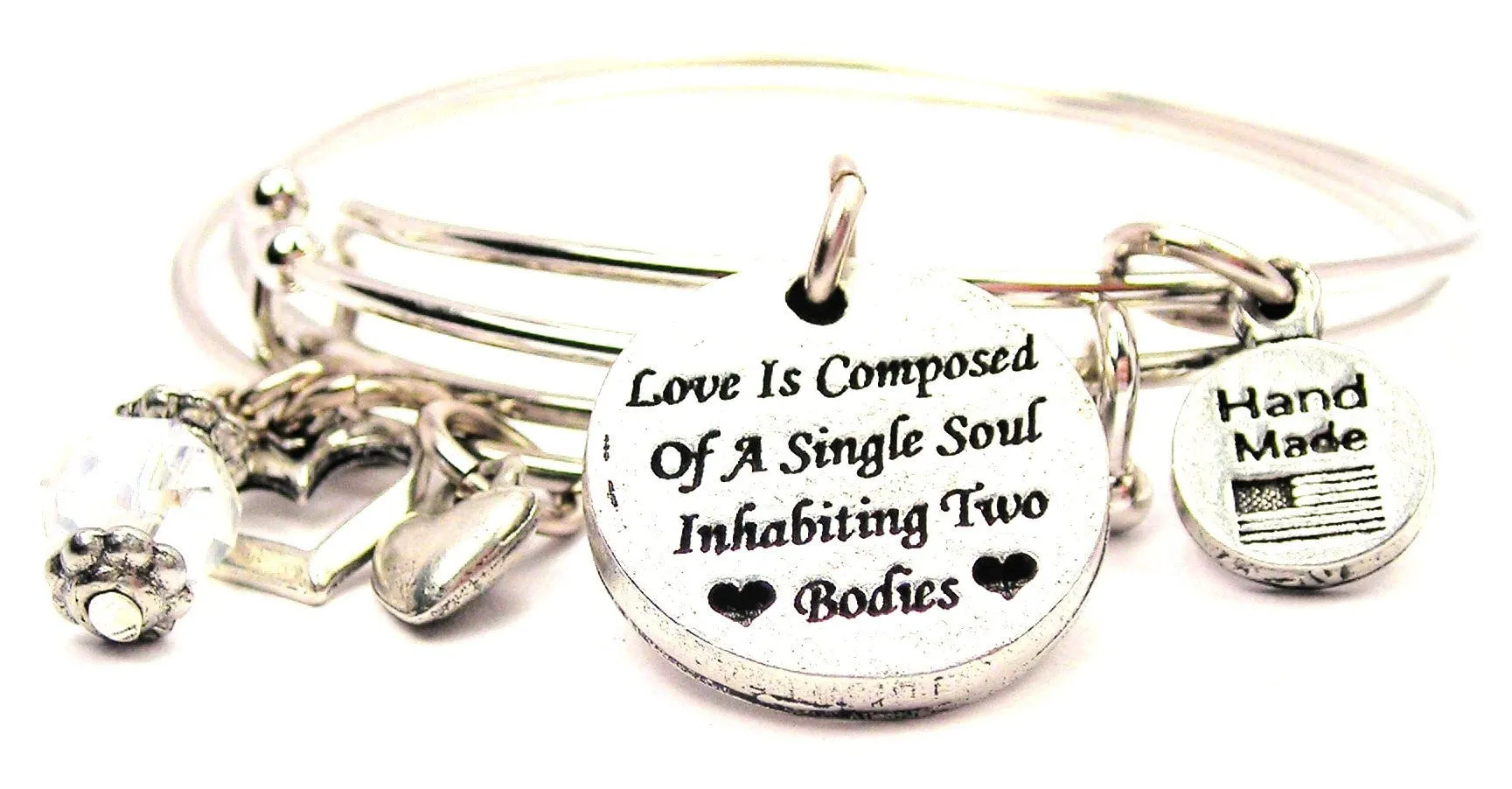 Love Is Composed Of A Single Soul Inhabiting Two Bodies Expandable Bangle Bracelet Set