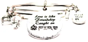 Love Is Like Friendship Caught On Fire Expandable Bangle Bracelet Set