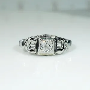 Lyrical 1930s Old Mine Diamond & White Gold Ring