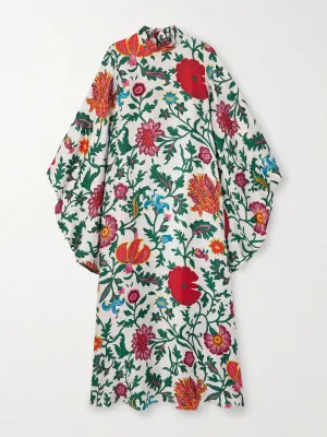 Magnifico floral-print silk-twill midi dress