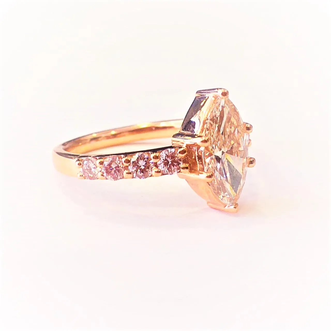 Marquise Diamond Ring with Curved Diamond Guard in 14k Rose Gold (3.64 ct.tw.)