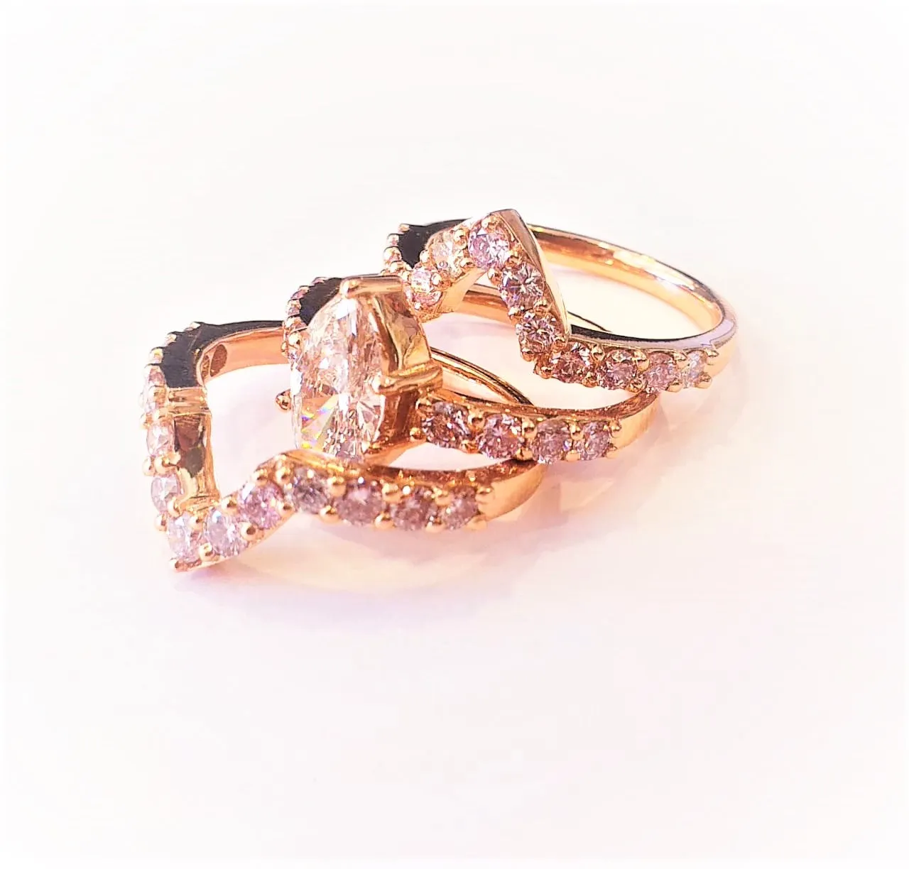 Marquise Diamond Ring with Curved Diamond Guard in 14k Rose Gold (3.64 ct.tw.)