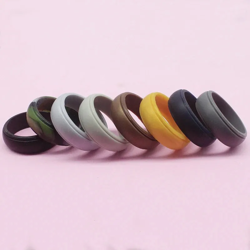 Men&Women New Men Silicone Rings 7-12 Size Hypoallergenic Flexible Men Wedding Rubber Bands 8mm Food Grade Silicone Finger Ring