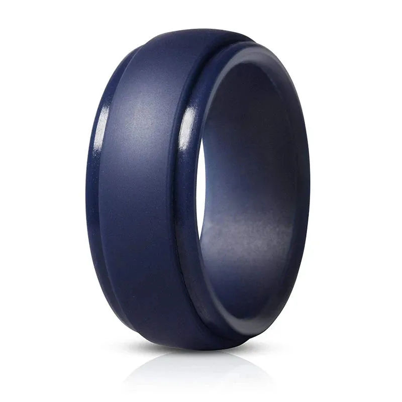 Men&Women New Men Silicone Rings 7-12 Size Hypoallergenic Flexible Men Wedding Rubber Bands 8mm Food Grade Silicone Finger Ring