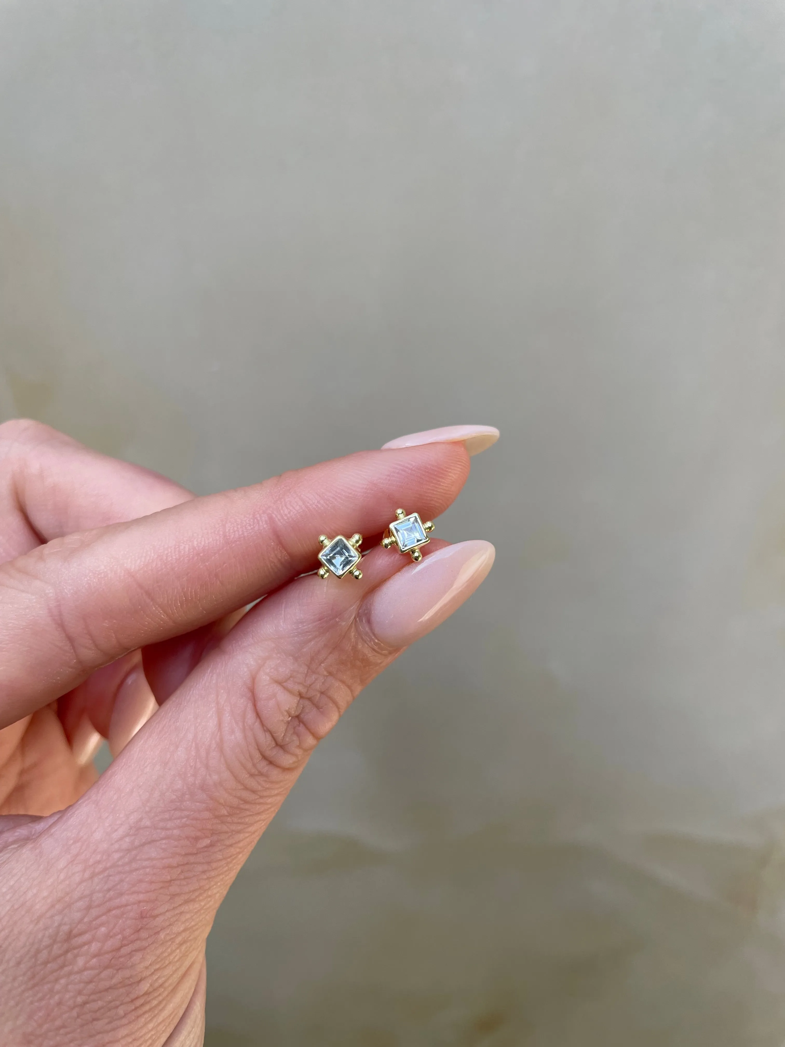 Mini Gia 14K Gold Vermeil Blue Topaz Studs