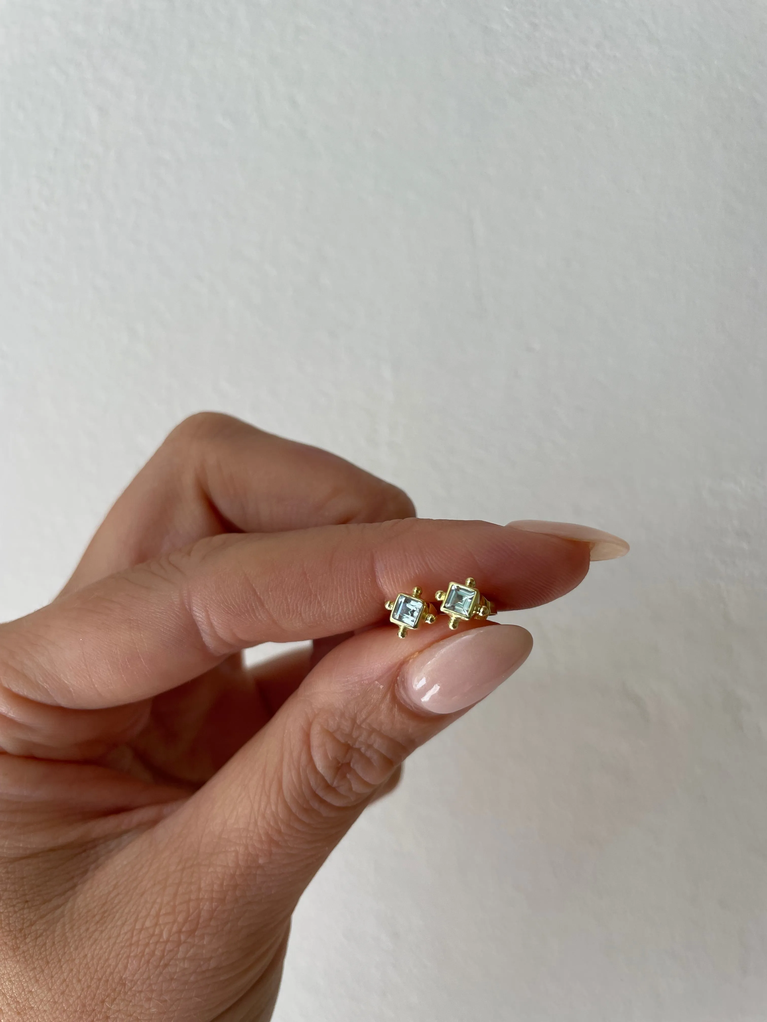 Mini Gia 14K Gold Vermeil Blue Topaz Studs