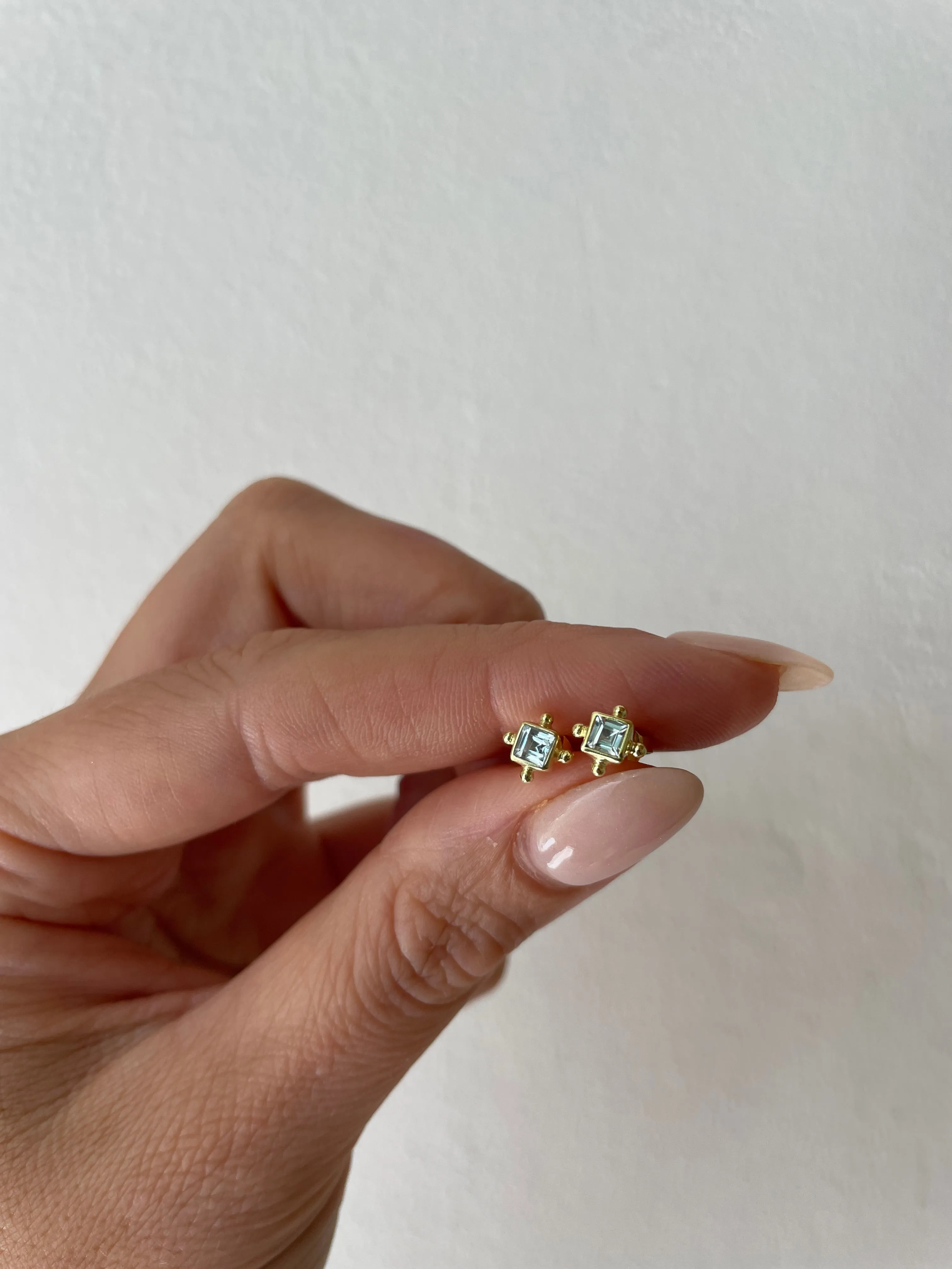 Mini Gia 14K Gold Vermeil Blue Topaz Studs